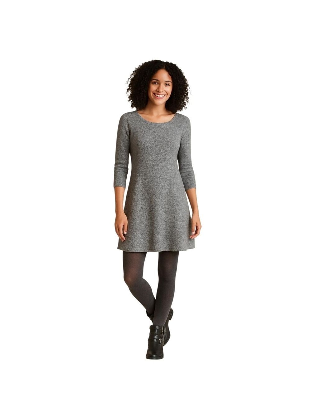 Ann Taylor LOFT Gray Sweater Dress – Cotton & Camel Hair – XSP